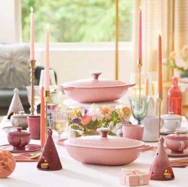 Nồi Chảo Oval Le Creuset Oblong Pink Fleur 31cm