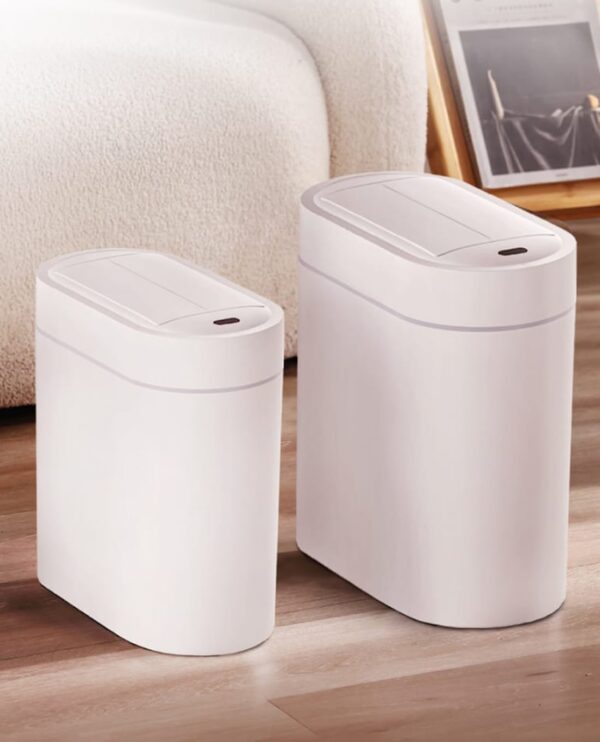 Thùng Rác Cảm Ứng Cánh Bướm Nhựa Dáng Oval 9L Màu Trắng 6973840512665