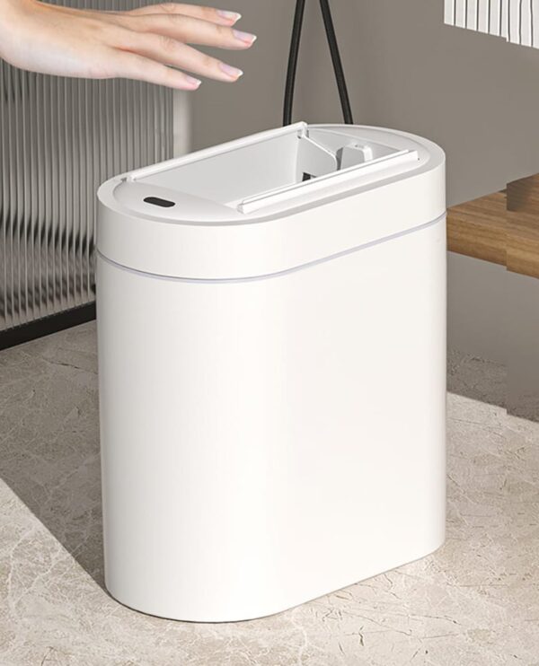 Thùng Rác Cảm Ứng Cánh Bướm Nhựa Dáng Oval 9L Màu Trắng 6973840512665