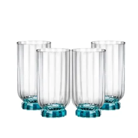Bộ 4 Ly Thủy Tinh Florian 430ml Màu Xanh