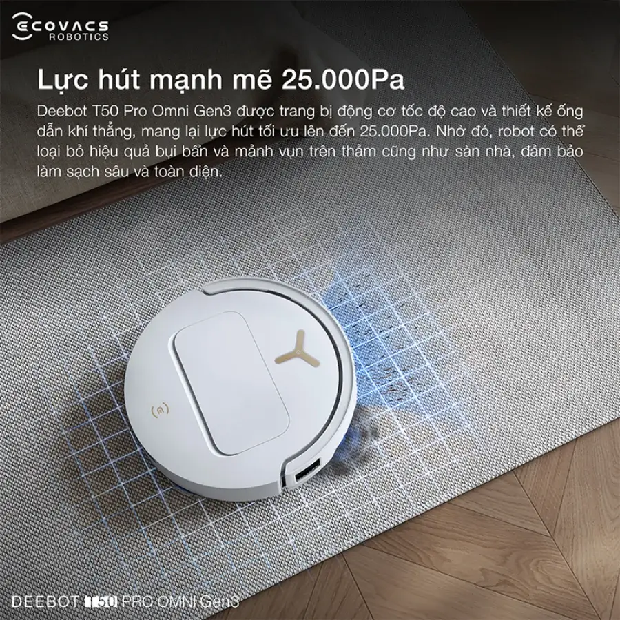 Robot Hút Bụi Lau Nhà ECOVACS DEEBOT T50 PRO OMNI Gen3 (Đen & Trắng) 46 ecovacs deebot t50 pro omni gen3 4