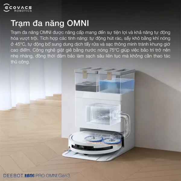 Robot Hút Bụi Lau Nhà ECOVACS DEEBOT T50 PRO OMNI Gen3 (Đen & Trắng)