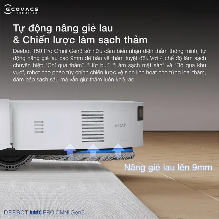 Robot Hút Bụi Lau Nhà ECOVACS DEEBOT T50 PRO OMNI Gen3 (Đen & Trắng) 49 ecovacs deebot t50 pro omni gen3 7