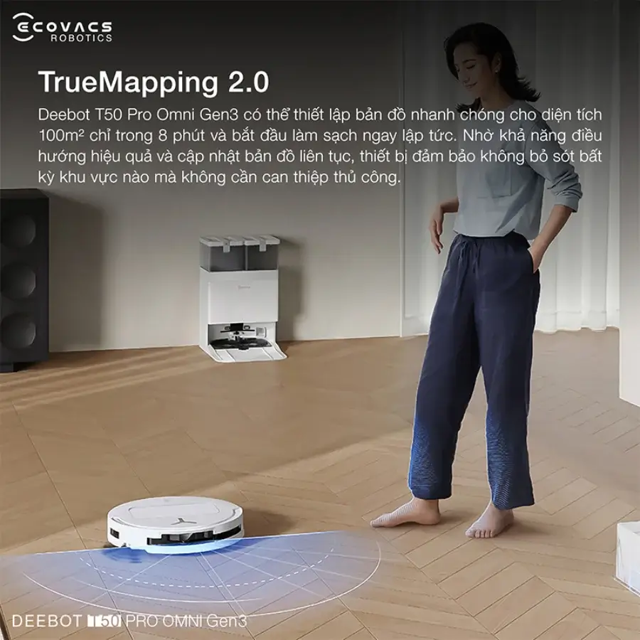 Robot Hút Bụi Lau Nhà ECOVACS DEEBOT T50 PRO OMNI Gen3 (Đen & Trắng) 48 ecovacs deebot t50 pro omni gen3 8