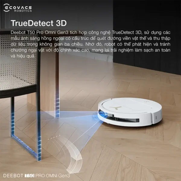Robot Hút Bụi Lau Nhà ECOVACS DEEBOT T50 PRO OMNI Gen3 (Đen & Trắng)