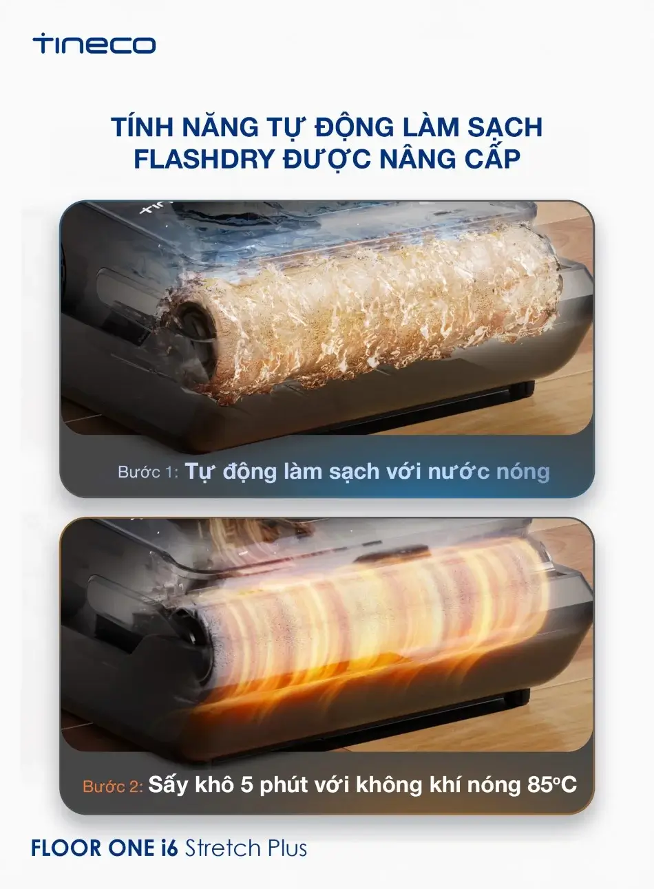 Máy hút bụi lau sàn khô ướt Tineco Floor One i6 Stretch Plus 46 may hut bui lau san kho uot tineco floor one i6 stretch plus 3