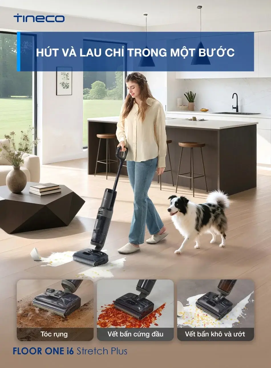 Máy hút bụi lau sàn khô ướt Tineco Floor One i6 Stretch Plus 44 may hut bui lau san kho uot tineco floor one i6 stretch plus 8